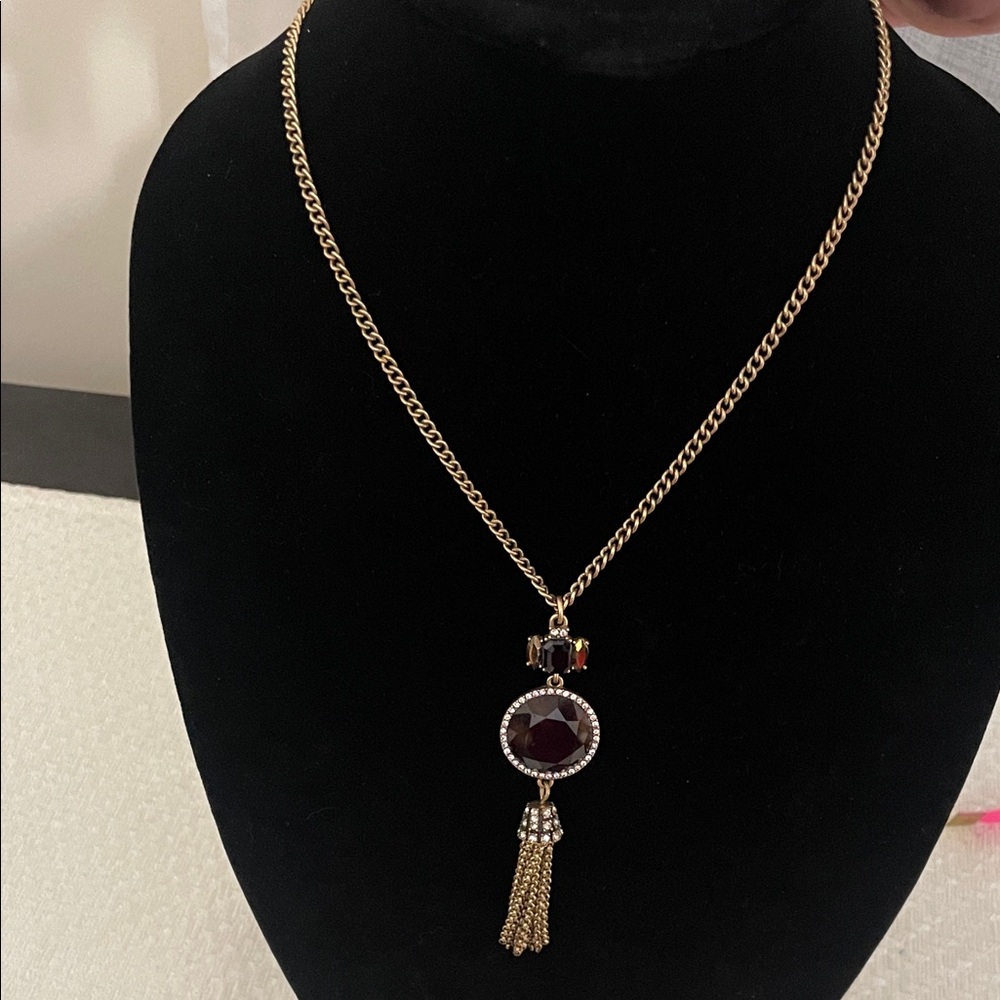 J. Crew Factory Gold Necklace with Red Pendant